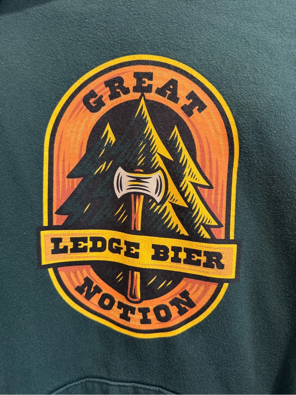 Great Notion Brewery Green Graphic Pullover Hoodie with Yellow and Orange - XL - Picture 2 of 8